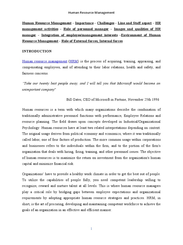 Introduction to Human Resource Management | PDF | Human Resource ...