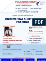 Incremental Sheet Metal Forming: Department of Mechanical Engineering Institution'S Innovation Council