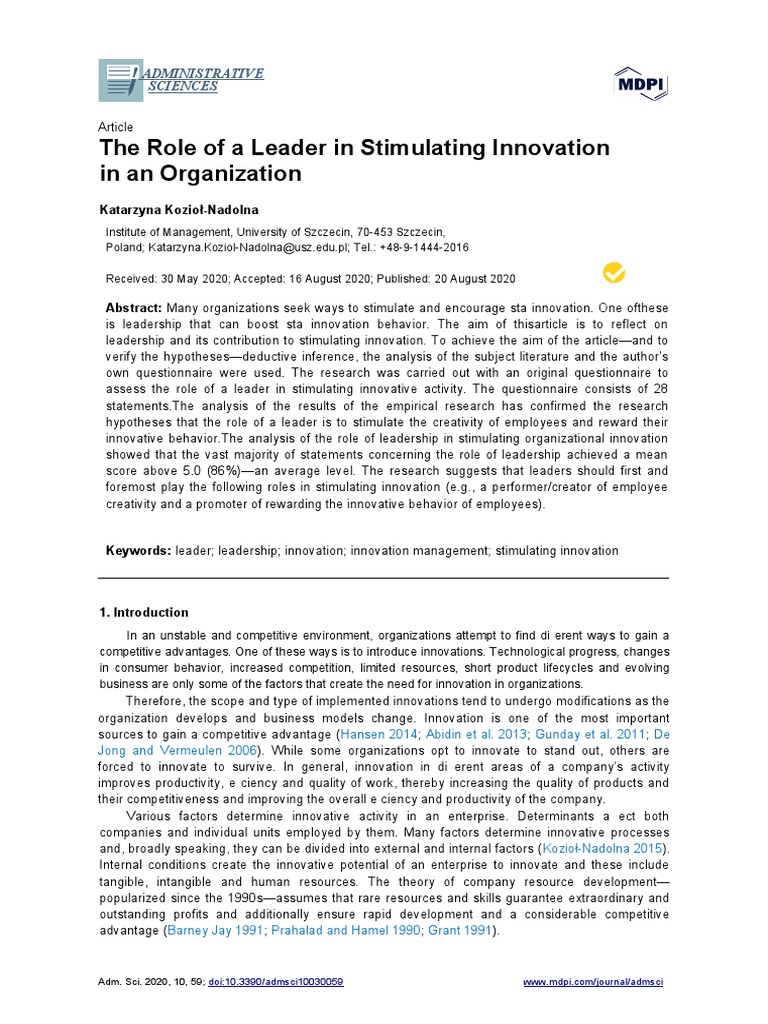 Leadership's Role in Driving Innovation | PDF | Transformational ...