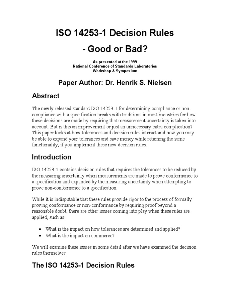 ISO 14253-1: Enhancing Compliance Decisions | PDF | Calibration ...
