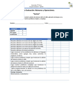 Pauta de Evaluación - Sumas - 0 - 1000