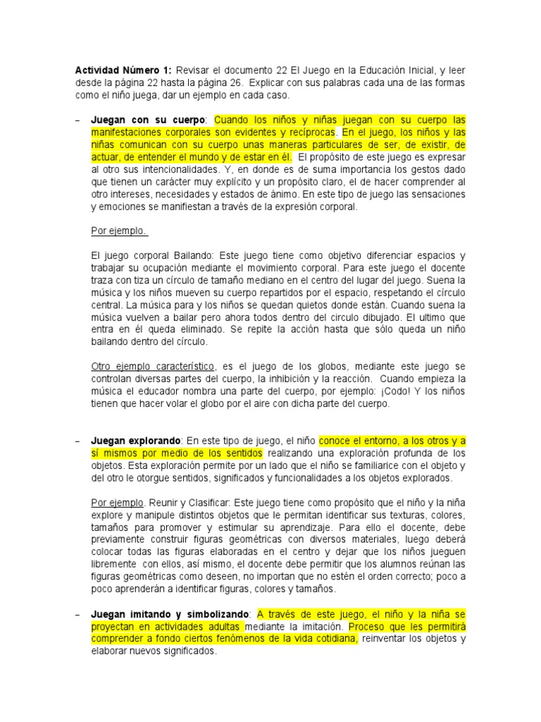 Formas de Juego en Educación Inicial | PDF | Adultos | Educación de la ...