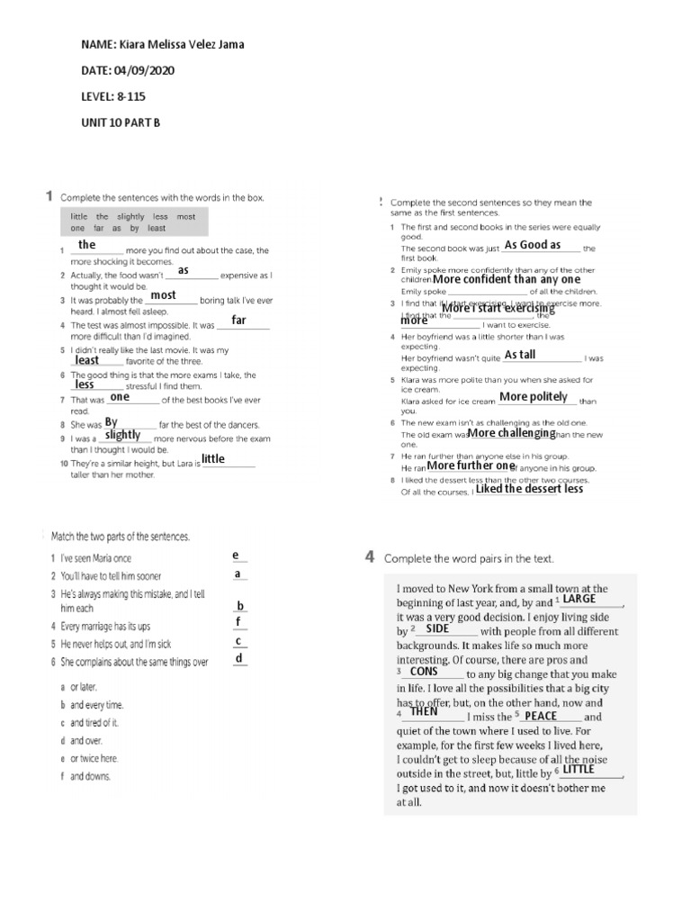 Unit 10 Part B Grammar Exercises | PDF
