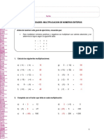 Guía de Multiplicación de Números Enteros