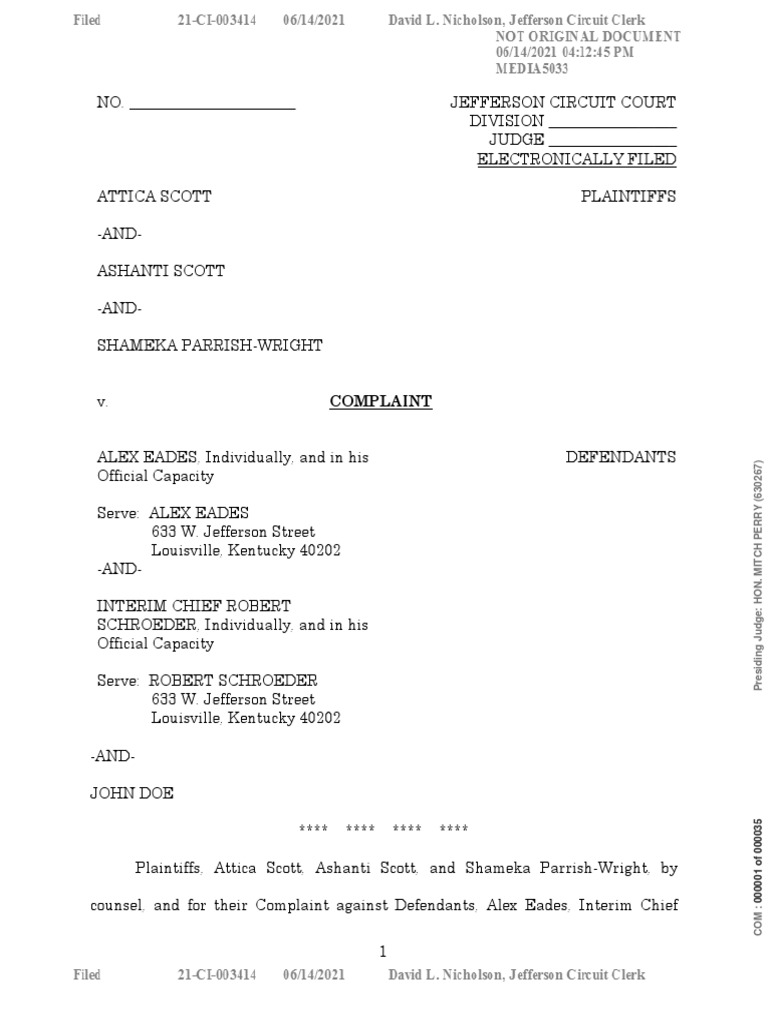 Attica Scott Lawsuit PDF Intentional Infliction Of Emotional Distress Negligence