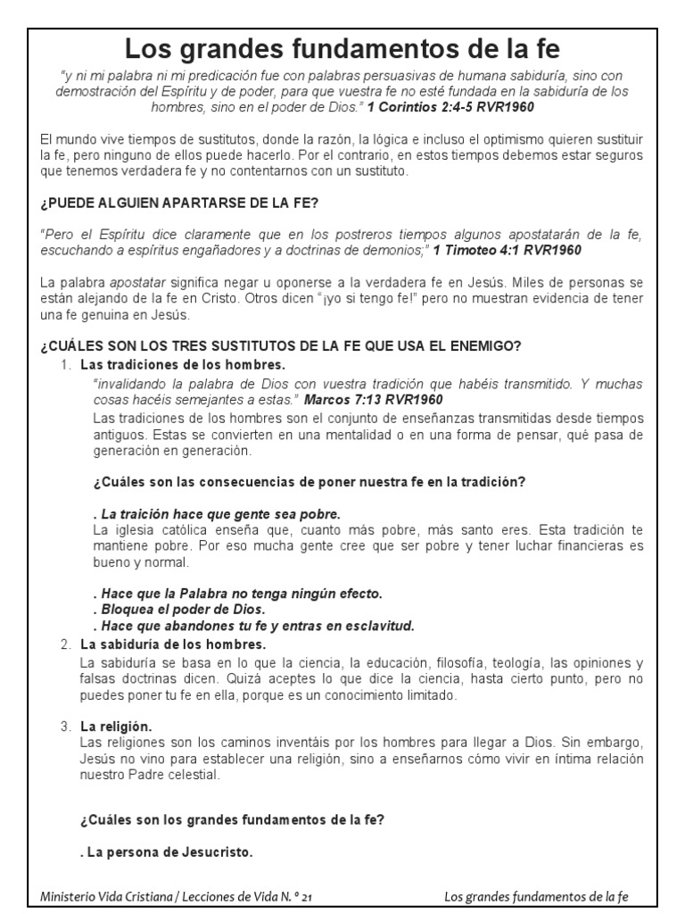 Los Grandes Fundamentos de La Fe | PDF | Fe | Jesús