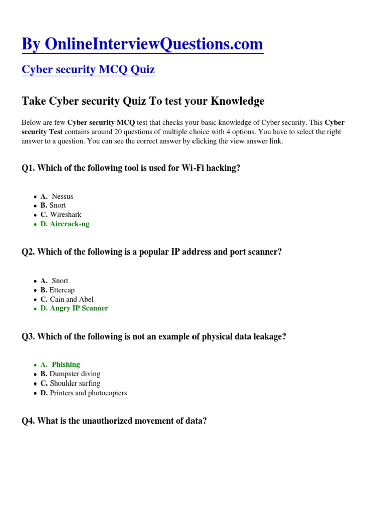 Cyber security mcq pdf