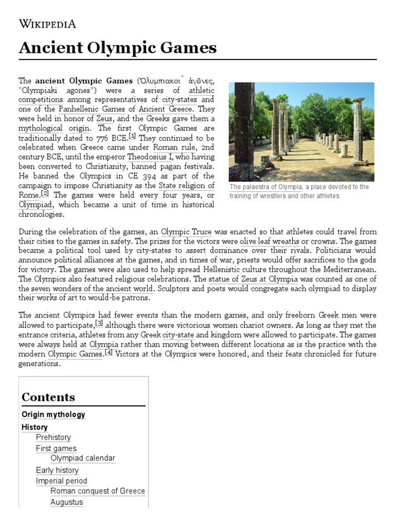 WRITE THE HISTORY OF ANCIENT OLYMPIC GAMES visual data 2