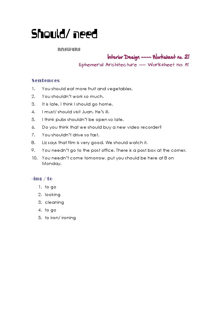 Should Need Answers | PDF