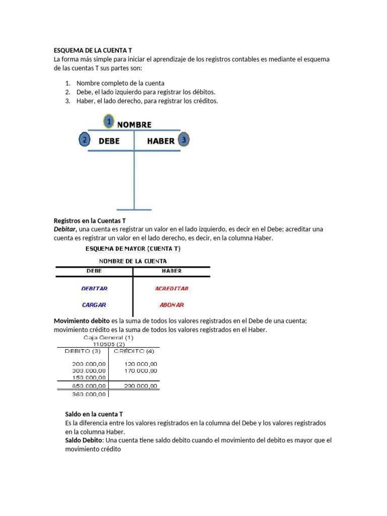 Esquema de la Cuenta T en Contabilidad | PDF | Contabilidad | Empresas