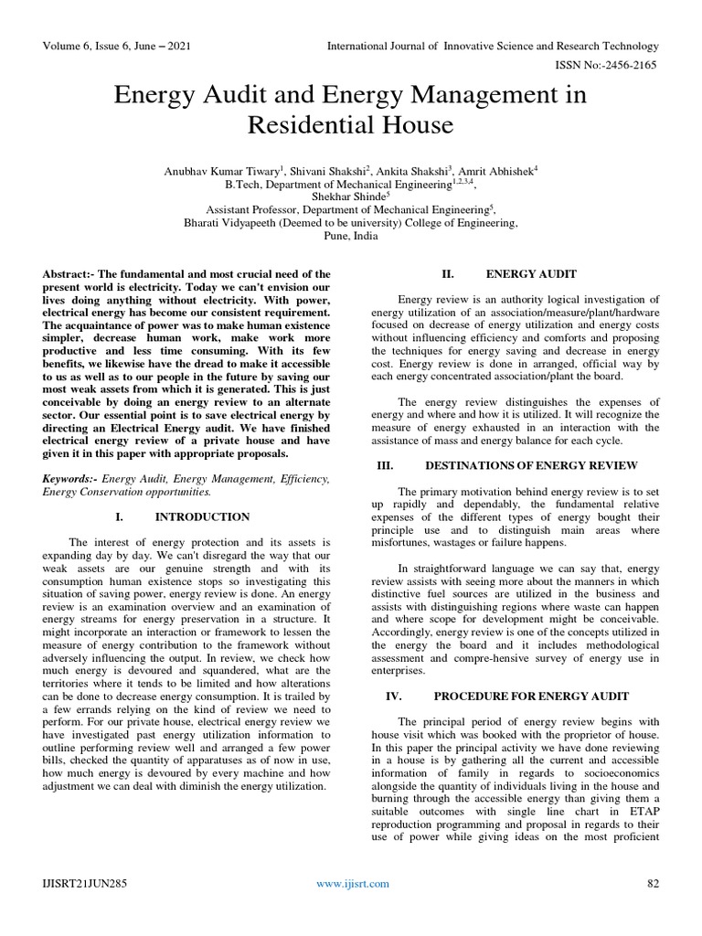 Energy Audit and Energy Management in Residential House | PDF | Air ...