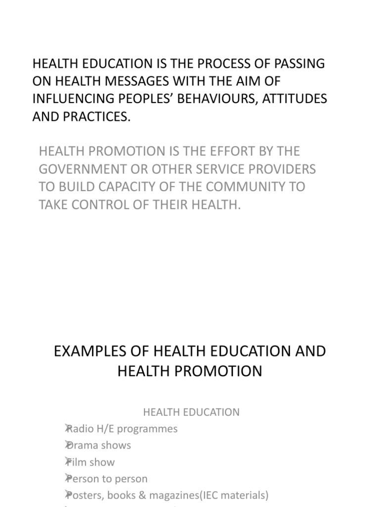 Health Education and Promotion Strategies | PDF | Health Education ...