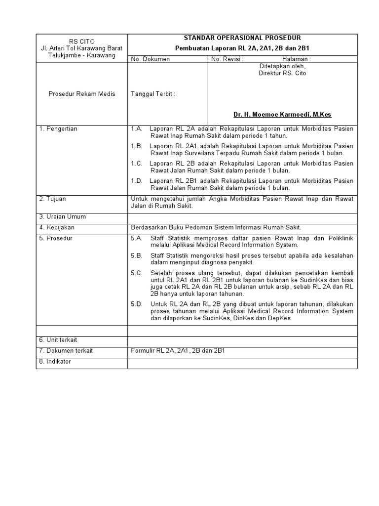 SOP Pembuatan Laporan RL 2A, 2A1, 2B Dan 2B1 | PDF | Sains & Matematika