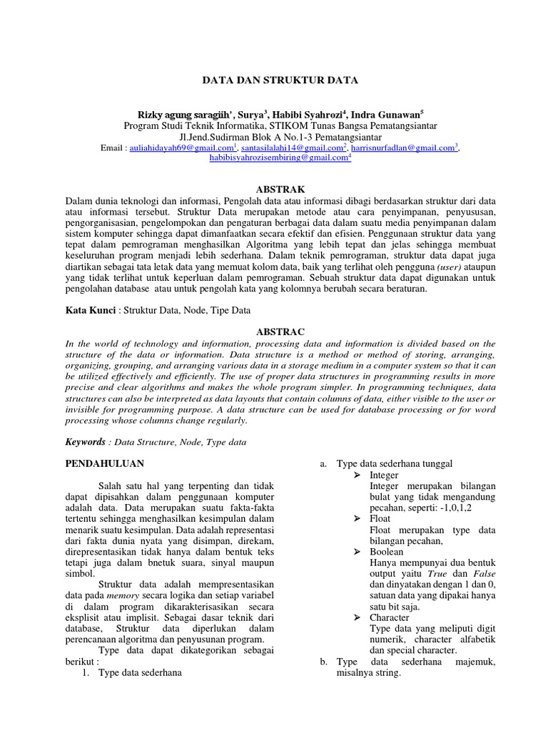 Struktur Data dalam Pemrograman Informatika | PDF
