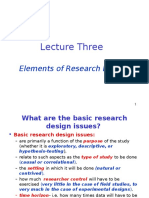 Lecture Three: Elements of Research Design