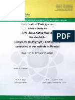 Certificate of Participation: MR. Amin Salim Rajgoli Compuetd Radiography Testing (CR)