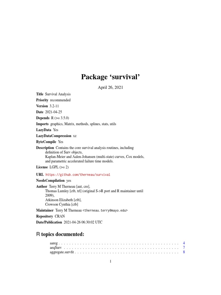 Survival Analysis R Package Overview | PDF | Variance | Errors And ...