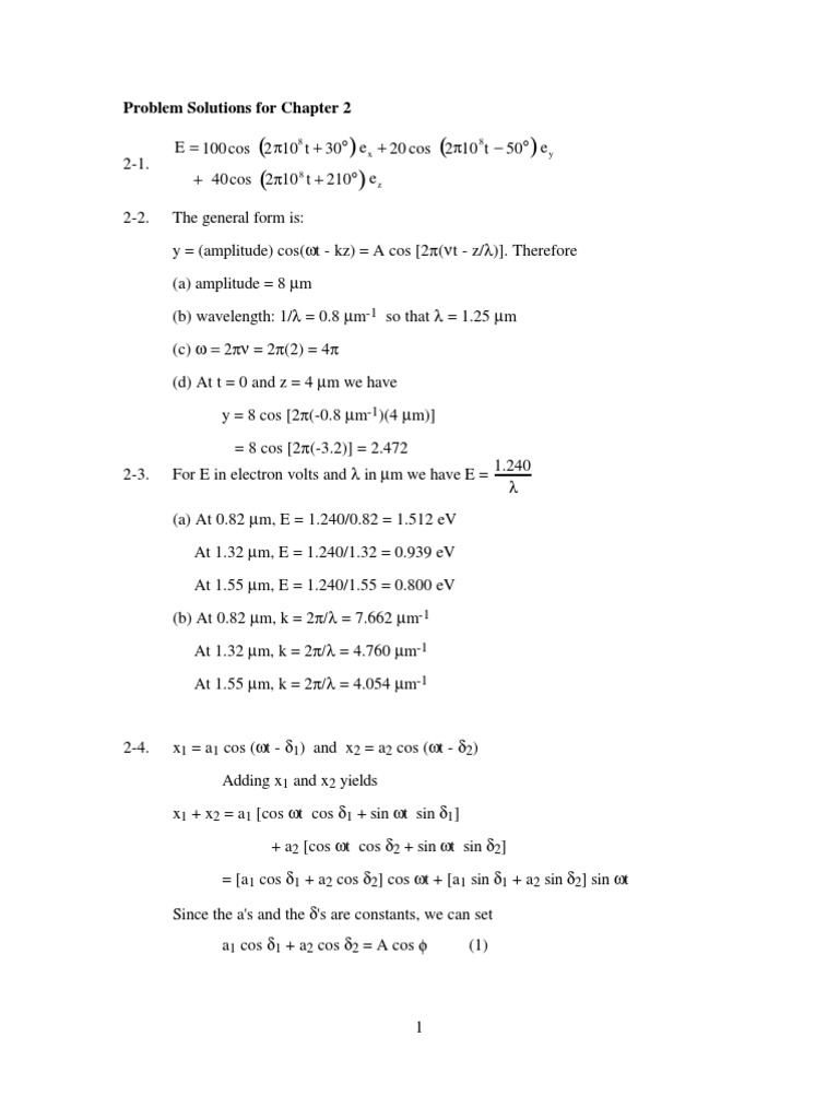 Optical Fiber Communication - Solution Manual | Optical Fiber |  Trigonometric Functions