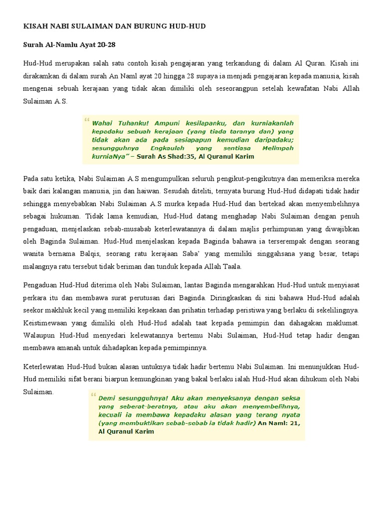 Kisah Nabi Sulaiman Dan Burung Hud  PDF