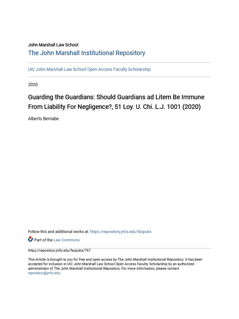 Guarding The Guardians Should Guardians Ad Litem Be Immune From PDF