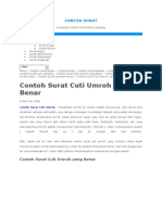 CONTOH SURAT CUTI UMROH