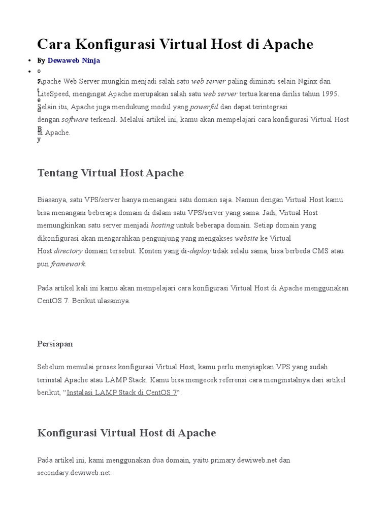 Konfigurasi Virtual Host Apache | PDF