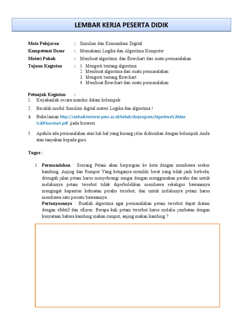 LKPD Algoritma dan Flowchart SMP | PDF