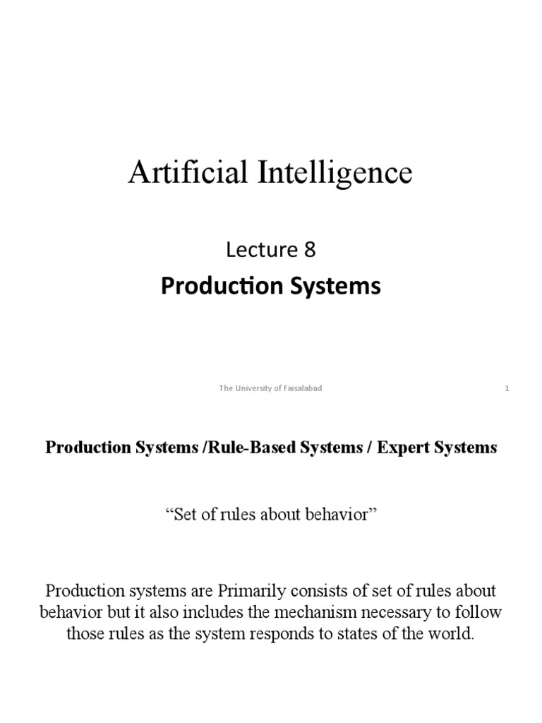 Artificial Intelligence Production Systems PDF Expert Artificial