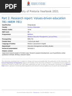 Part 2: Research Report: Values-Driven Education 781 (WEM 781)