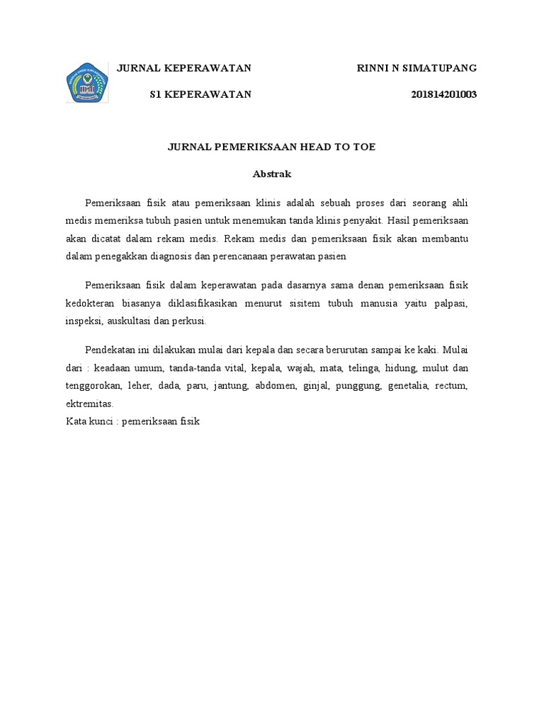 JURNAL Pemeriksaan Head To Toe | PDF