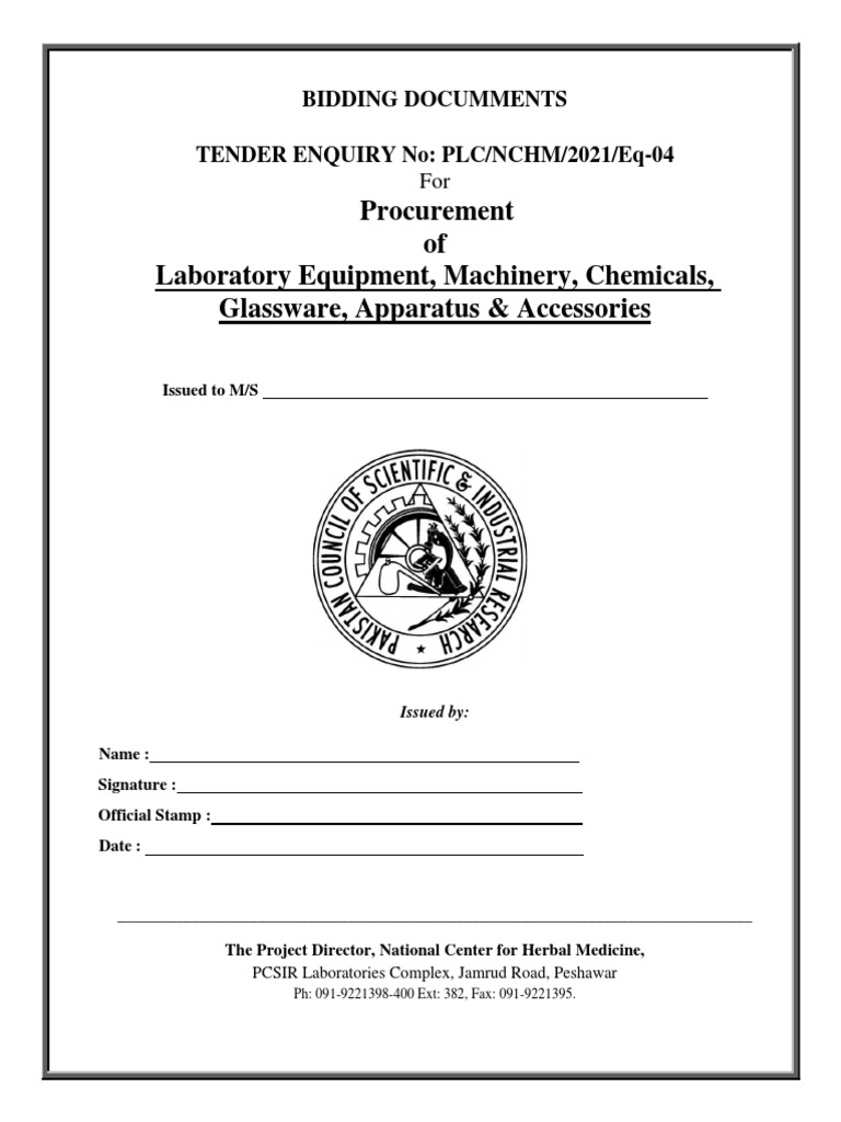 PCSIR Tender for Laboratory Equipment | PDF | Electric Generator | High ...