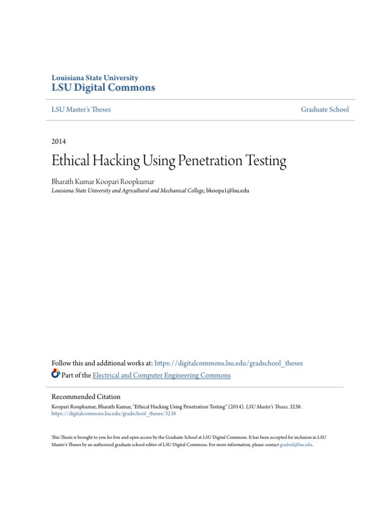 Ethical Hacking and Penetration Testing | PDF | Penetration Test ...