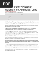 Hero or Traitor? Historian Weighs in On Aguinaldo, Luna: Facebook Twitter Linkedin Viber