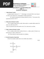 Random Variable Unit I Notes