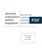 Advanced Computation Method Assignment: Bdu Civi and Water Resource Engineering Department