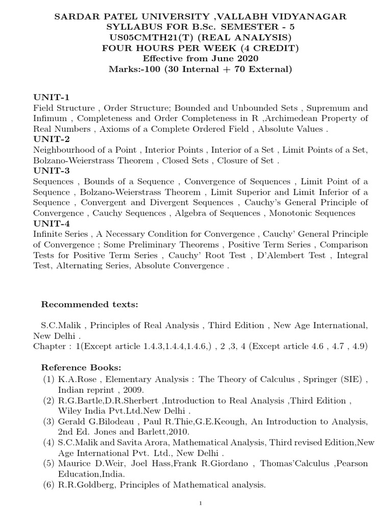 Bsc Mathematics Syllabus