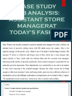 Case Study Job Analysis: Assistant Store Managerat Today'S Fashion