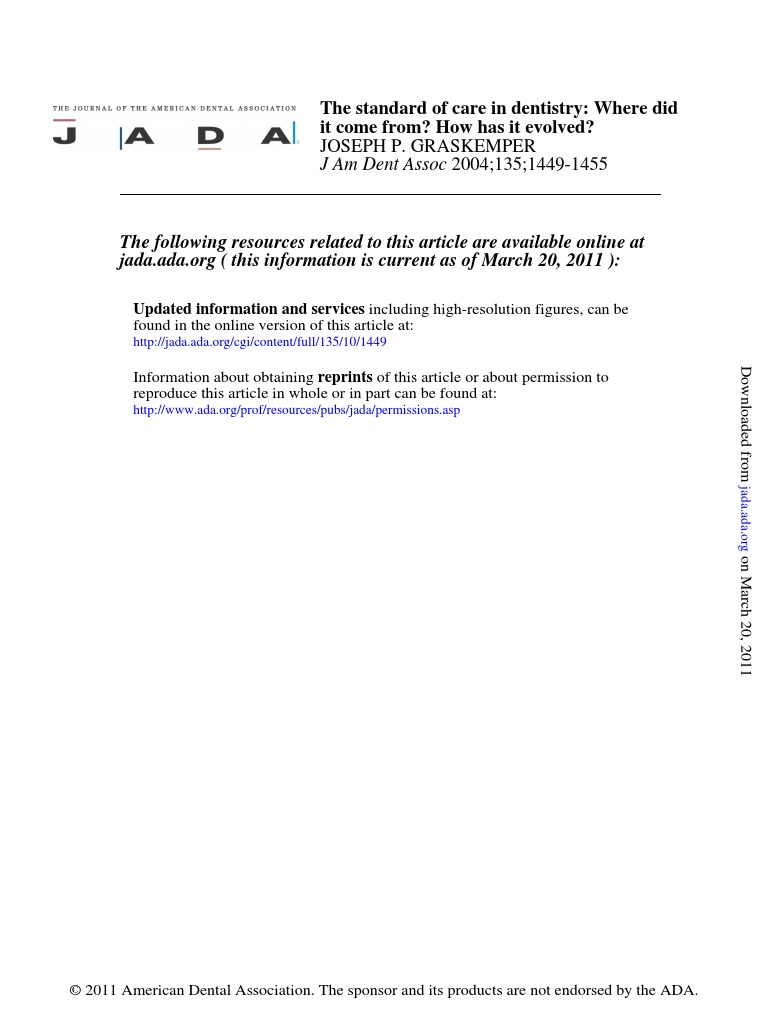 Dental Standard of Care PDF Standard Of Care Dentistry