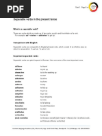 Unit Five: Separable Verbs in The Present Tense