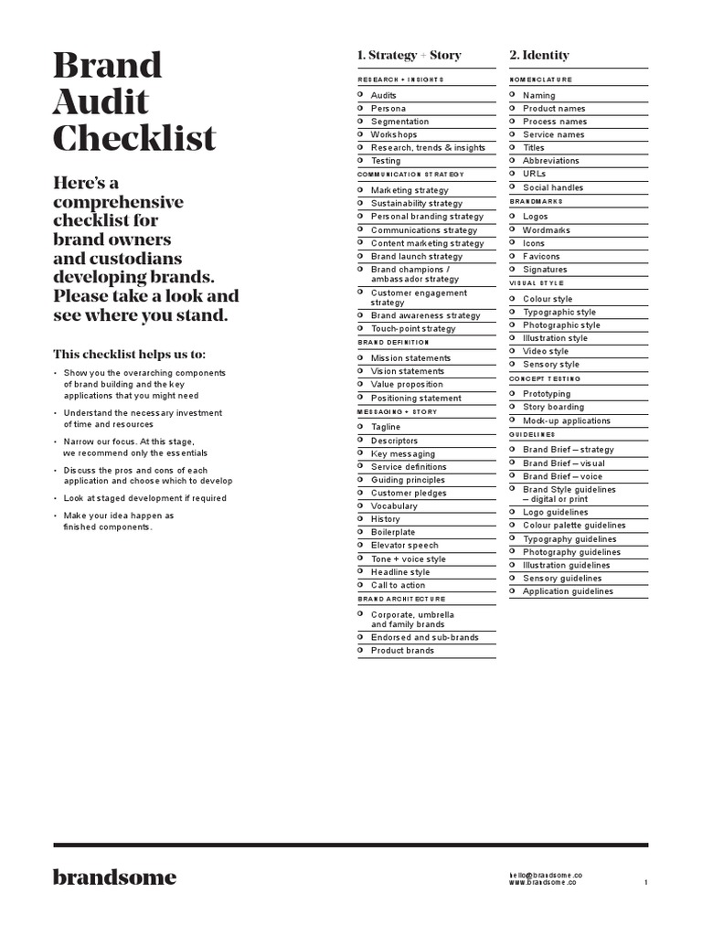 Brand Audit Checklist PDF Logos Brand