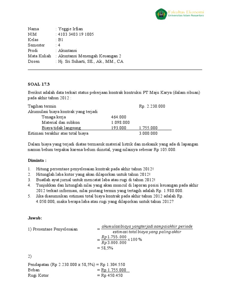 Yeggie - Akm2 - Soal 17.3, 17.4, Dan 17.5 | PDF