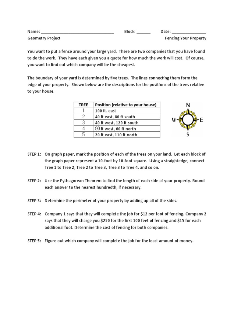 Geometry Project: Fencing Your Property | PDF | Mathematical Relations ...