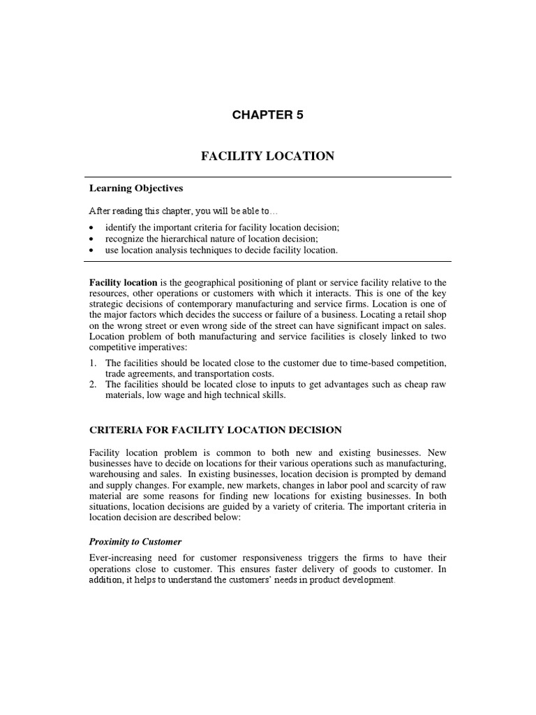 C5-Facility Loc | PDF | Labour Economics | Operations Management