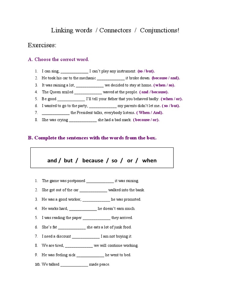 Exercises on Linking Words and Connectors | PDF