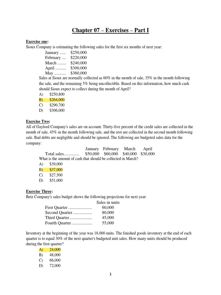 Chapter 07 Exercises Part I Pdf Economies Business