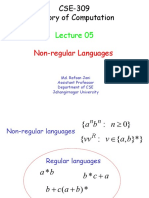 Non-Regular Languages: Md. Rafsan Jani Assistant Professor Department of CSE Jahangirnagar University