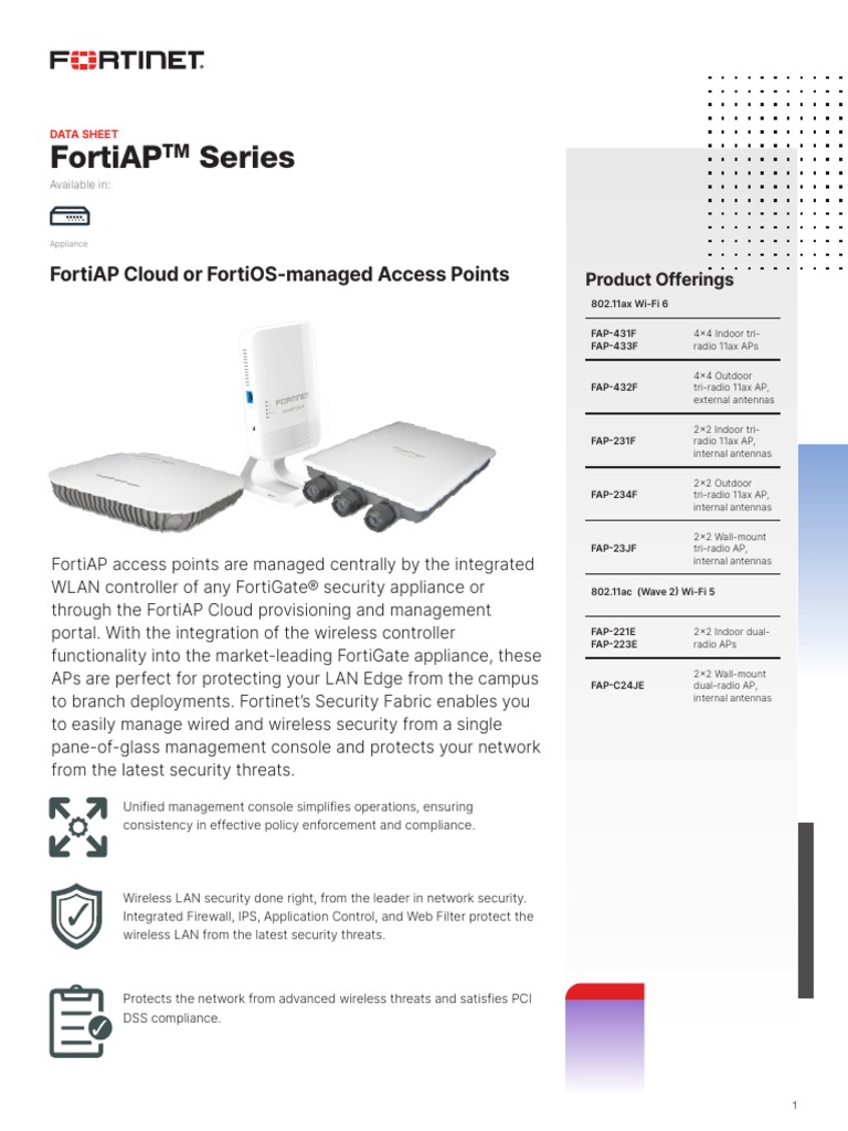 Fortiap Series: Fortiap Cloud or Fortios-Managed Access Points | PDF ...