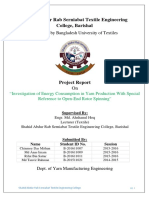 Project Report On Investigation of Energy Consumption in Yarn Production With Special Reference To Open End Rotor Spinning