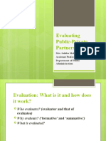 Evaluating Public-Private Partnerships: Mst. Sahiba Mahbub Assistant Professor Department of Public Administration