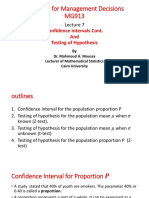 Statistics for Management Decisions Confidence Intervals and Hypothesis Testing